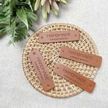 헤세드 핸드메이드 인조가죽 라벨-로고 (4개), 카멜