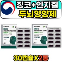 PHOSPHATIDYLSERINE 두뇌 뇌건강 포스타딜세린 GINKGO 하이큐 30캡슐 2통 1개월분 징코 은행잎추출물 플라보놀배당체 기억력 인지력 개선제 영양제 수험생 고3 고등학생 재수생