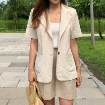 커밍투유 베이직 여름 반팔 린넨자켓