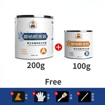 침투 방수액 완결 바르는 방수제 욕실방수 페인트 베란다 옥상 투명 크리스탈 드릴 방수 접착제 욕실 타일 누출 수영장 바닥 솔기 무료 스매싱 벽돌 방수 코팅, [01] A 200g B 100g, 01 A 200g B 100g
