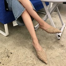 설세라 / 린넨 라탄 짜임 뮬 슬리퍼 3컬러