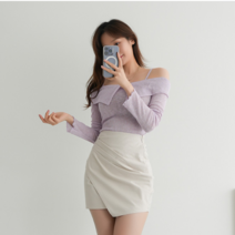 (최저가)오프숄더 어깨 끈 긴팔 티셔츠 3color