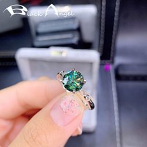 모이사나이트 반지 링 보석 결혼 약혼 프로포즈 다이아 웨딩밴드 블랙 엔젤 3 캐럿 925 sterling silver made green blue moissanit 크기 조정