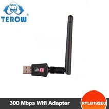 TEROW 무선 네트워크 카드 RTL8192EU 외부 2DBI 안테나 윈도우 XP 비스타 7 8/10 300 Mbps USB 와이파이 어댑터 USB2.0