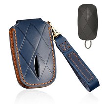 HIBEYO 현대 제네시스 GV60 GV90 G90 2022 2023용 열쇠 고리 커버 포함 가죽 키 케이스 쉘 스마트 리모컨 자동 키용 8버튼-블루