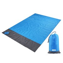 200x210cm 포켓 피크닉 방수 비치 매트 샌드 프리 담요 캠핑 야외 피크닉 텐트 접이식 커버 침구, 푸른