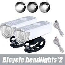 자전거용 후레쉬 손전등 랜턴 자전거 라이트 USB 충전식 전면 후면 조명 3 모드 방수 사이클링 헤드 LED 세트 도로 MTB 액세서리, 2light-White