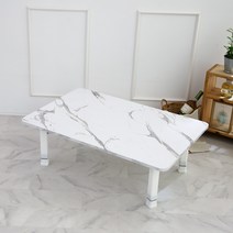 린이만물상 접이식밥상 손님상 큰상 3인 2인용 4인 마블 교자상 좌식상 잔치 집들이상 4인용 사각 원룸 다과상 자취 노트북 컴퓨터 찻상 튼튼한 테이블 철제다리 책상 화이트 블랙, 화이트마블