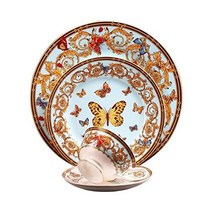 접시 그릇 YXBDN 뼈 중국 플레이트 식기 세라믹 디너 세트 도자기 디저트 스테이크 샐러드 스낵 케이크 나비 패턴