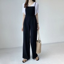 포켓 린넨 끈 나시 와이드 멜빵 점프슈트