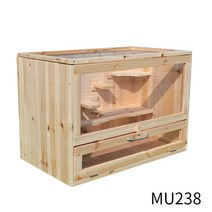햄스터 키우기 원목 케이지 집 터널 하우스 2층 대형 주택 둥지 나무 빌라, MU238 (스팟)