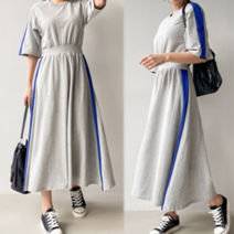 NewCare 여성 반팔롱원피스 시보리 한줄 츄리닝원피스