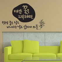 예쁜꽃을피우려면 캘리그라피스티커 포인트그래픽스티커 벽지 인테리어 글자 명언 글귀 한글 데코 레터링 손글씨 문구, 다크그레이