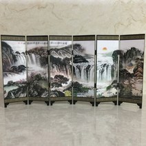 제사 병풍 6폭 제사 병풍 병풍 제사 병풍미니미니 룸 디바이더 접이식 스크린 6 패널 인쇄 캔버스 탁상 나