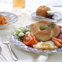 블루 플라워 패턴 빈티지 그릇 디저트 접시