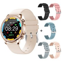스포츠 스마트 워치 IP67 전체 화면 터치 스크린 시계 심장 박동 혈압 모니터 iOS 안드로이드, 07 Gold with 5 Straps