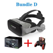 게임 가상현실 VR 3D VR 헤드셋 스마트 가상 현실 안경 스마트 폰용 헬멧 컨트롤러가있는 전화 렌즈 헤드폰, 04 Bundle D