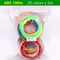 PLA/ABS 3D 펜 필라멘트 10/20 롤 10M 직경 1.75mm 200M 3D 펜용 플라스틱 필라멘트 3D 프린터 펜 색상은, ABS 20 colorsx5m