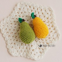 손뜨개 서양배 코바늘 과일 니트 뜨개 장식, 옐로우
