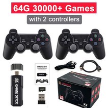 비디오게임기GD10 게임 스틱 4K 128G 40000 레트로 비디오 콘솔 HD 출력 PSP PS1 GBA 생일 선물용 무선 컨, 한개옵션1, 02 64G with 2 gamepad