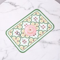 아메리칸 앤티크 플로럴 라이트 럭셔리 양식 매트 핸드페인팅 전원식 매트 컵받침 단열매트, 빈티지민트, 하나