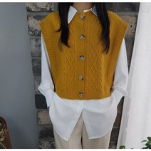 상상그이상 여성용 로렌 박시 조끼 부드러운 필수 블라우스 유니크한 디자인 부드러운 원단코디세트 캡소매 꽈배기 오픈형 코디염려없는 니트 베스트 레이어드 조끼세트 간절기 데일리룩