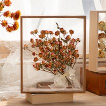 원목스킨 DIY 핸드메이드 드라이플라워 영생화 로즈 안개꽃 그림액자 입체 중공 투명 A스윙 대 선물 4643820897, 호두색 중공 4cm, 12 인치 내경 25.3 *30.3