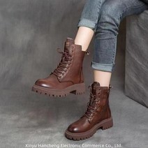 hancheng여성 가을 겨울 워커 기모 앵클부츠 통굽 워커