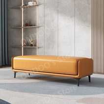 펜션 파티룸 꾸미기 이태리 스타일 아이보리 긴 벤치형 소파 북유럽 거실 가정용 옷가게 매장용 카페 인테리어, 가죽오렌지(1.2m)