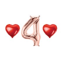 숫자 4 하트 풍선 추억 만들기 세트, 01.로즈골드 4