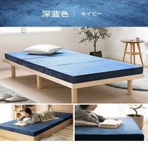 3단 접이식매트리스 푹신한 바닥 토퍼 기절 수면 매트 원룸, 6x100x200, D.네이비 블루