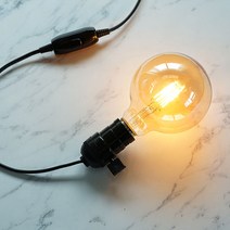 빈티지 키소켓 조명 DIY 세트 2colors 에디슨전구 무드등 수면등 플랜테리어, 01)블랙 코드선 1.5M, LED 에디슨 ST64 8W ON