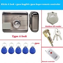 대문번호키 양문형 유리문 도어락 자동문 AA 배터리 구동 전자 도어 잠금 게이트 오프너 옵션 무선 원격 제어 125Khz ID 보이지 않는 룸, KitA2
