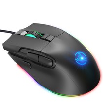 A905 유선 마우스 RGB 백라이트 1.6M 8D 매크로 프로그래밍 컴퓨터 게임 플레이어 8000 인치 당 점 조정 가능한 ABS 소재, 블랙, T01-A905RGB마우스