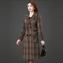 DFMEI 체크 트렌치코트 미디 가을 겨울 무릎 도톰 모직 코트