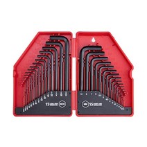 30피스 프리미엄 육각 키 앨런 렌치 세트 SAE 및 미터법 모음 L 모양 크롬 바나듐 스틸 정밀 챔퍼 팁 - SAE 0 028 3/8인치 7 10mm 보관 케이스 포함