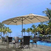 카나모 크랭크 더블 롱 파라솔 대형 비치 정원 카페 테라스, 04. 더블 롱 파라솔 아이보리, 04. 더블 롱 파라솔 아이보리