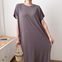 옷자락 [옷자락] 여자 데일리 찰랑핏 옆트임 플레인 반팔 롱원피스