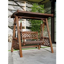 야외 원목 흔들 그네 의자 카페 정원 펜션 전원주택, 고급 스윙 (탑 포함)