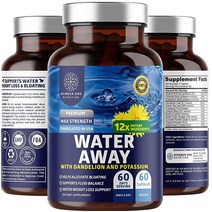 N1 Nutrition 프리미엄 워터 어웨이 알약 [천연 이뇨제] 수분 유지 팽만감 및 붓기 완화를 위한 민들레 잎 추출물 및 칼륨으로 강화 GMO 프리 60캡슐, 1개