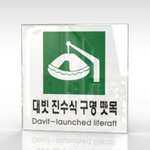 카시드 WPS453 대빗진수식구명뗏목표지 안내판 표지판 표시판 표찰 팻말 명판 주의 경고, 아크릴