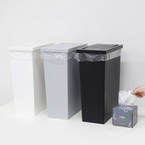 [홈앤하우스] 슬림 스윙 휴지통 20L + 전용 비닐봉투20L 50매, 색상:블랙, 단품