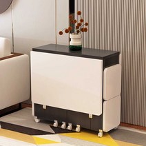 접이식 식탁테이블 이동식 확장형 공간활용 다용도, 1.4m 검정 흰색 테이블1개+의자4개