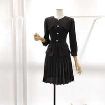 명품스타일 원피스 플리츠 스커트 단아한 하객룩 상견례룩 오피스룩 봄 가을 긴팔