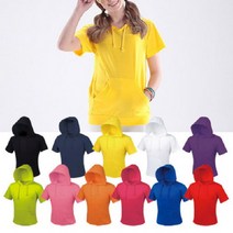 [바보사랑] 여성 데일리 무지 반팔 후드 티셔츠 S~2XL