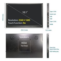 터치 디스플레이 10.1 인치 휴대용 모니터 2560x1600IPS 스크린 10 LCD 금속 PC 보조, 2560x1600