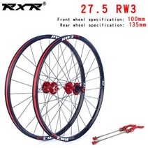 접이식 산악 사이클링 자전거 바퀴 휠셋 2021 rxr 산악 자전거 휠셋 27.5 인치 rw3 mtb 알루미늄 합금 디스크 브레이크 5 베어링 7-11speed 쓰루 액슬qr, 27.5 Red 100x135mm
