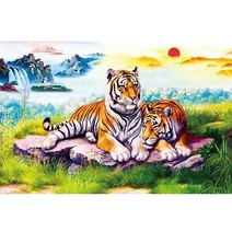 히여 호랑이 두마리 보석십자수 DIY 패키지 BH-161, 1세트, 혼합색상