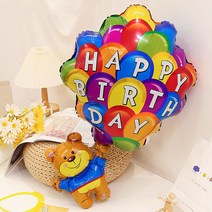 생일 낙하산 곰돌이 은박 풍선 홈 파티 축하 테디베어 캐릭터, 생일 낙하산 곰돌이 풍선