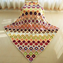 코바늘 뜨개질 블랭킷 꽃모티브 낮잠 이불 120x120